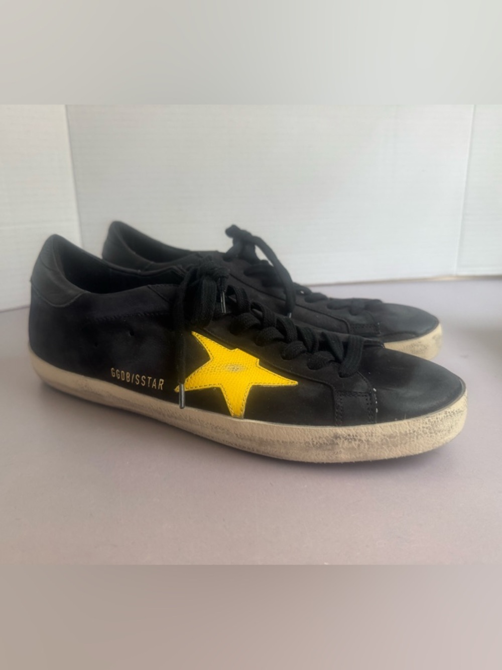 Golden Goose Black Nubuck And Yellow Star